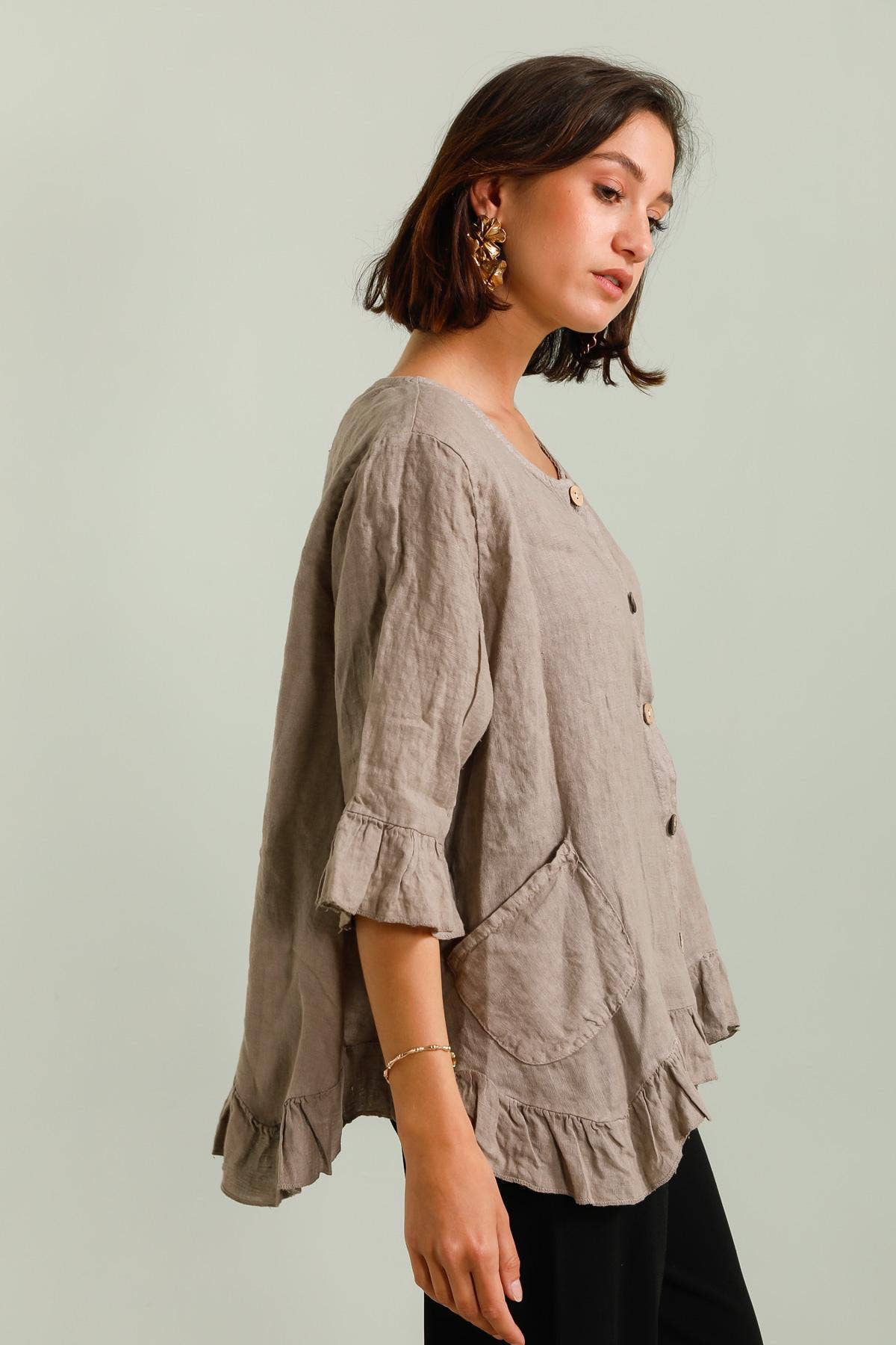 la maison des fibres naturelles - Wholesale Varsity/Baseball Jacket - Women's - Buttoned jacket 100% linen 16344