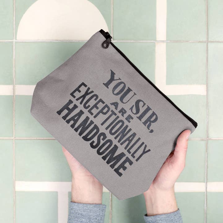 Alphabet Bags – wholesale Toiletry bag – men's – Exceptionally Handsome - Grey Wash Bag1