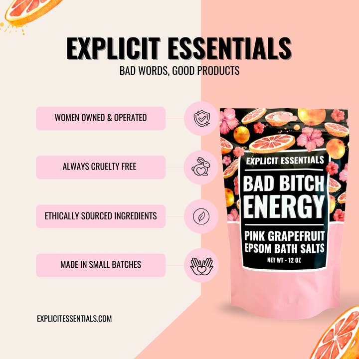 Explicit Essentials - Wholesale Bath Salts - Bad Bitch Energy Bath Salts 12oz Bag