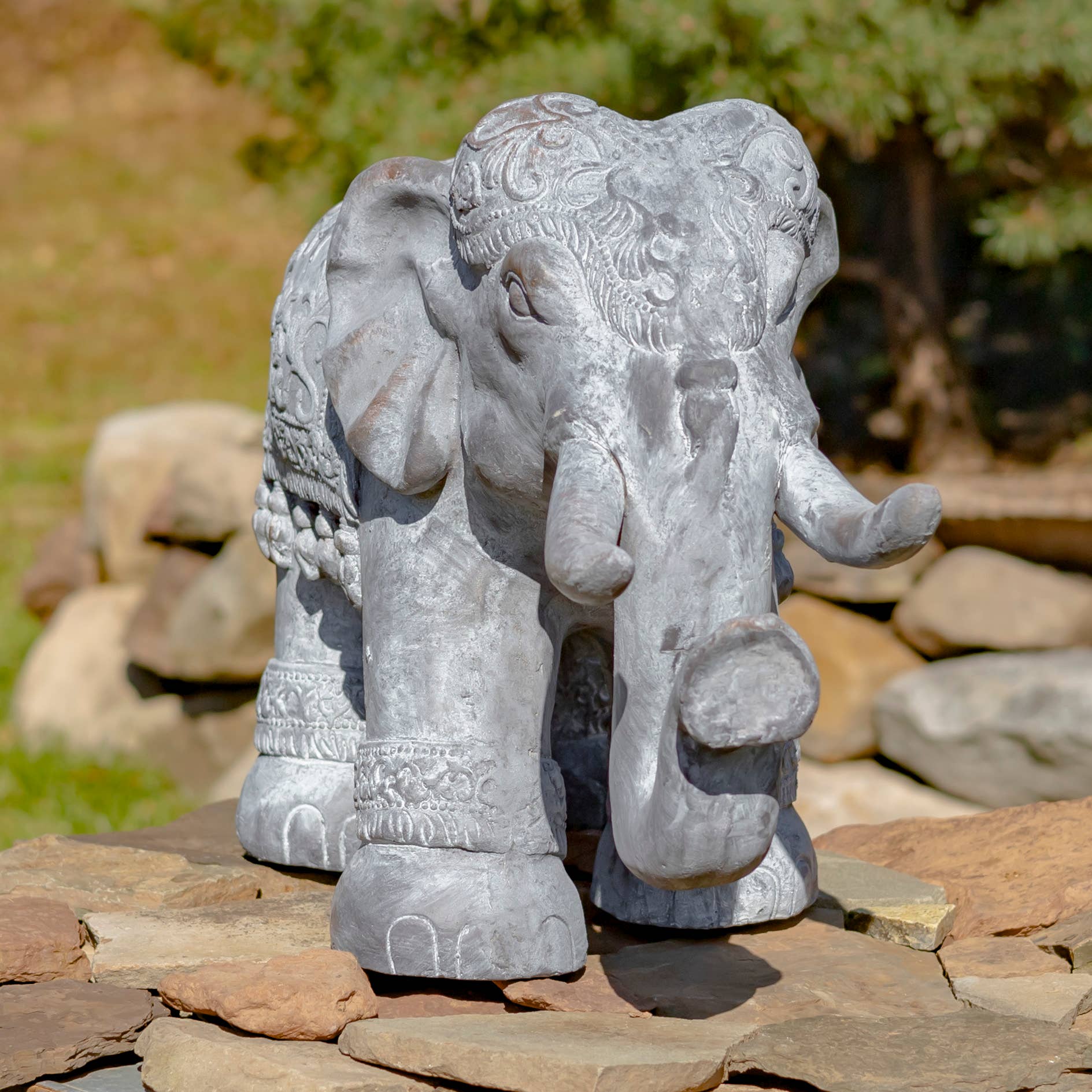 Zaer Ltd. International - Wholesale Outdoor Ornament/Decor - Magnesium Boho Elephant Statue- 3 Color Options2