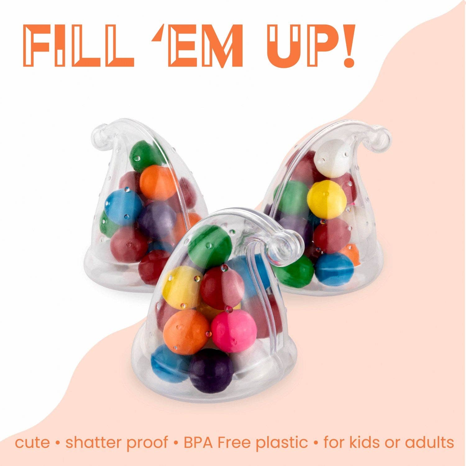 Hammont - Wholesale Party Favor Bag/Box - Elf Hat Shaped Acrylic Candy Boxes 12 Pack 2.16"X2.95"3