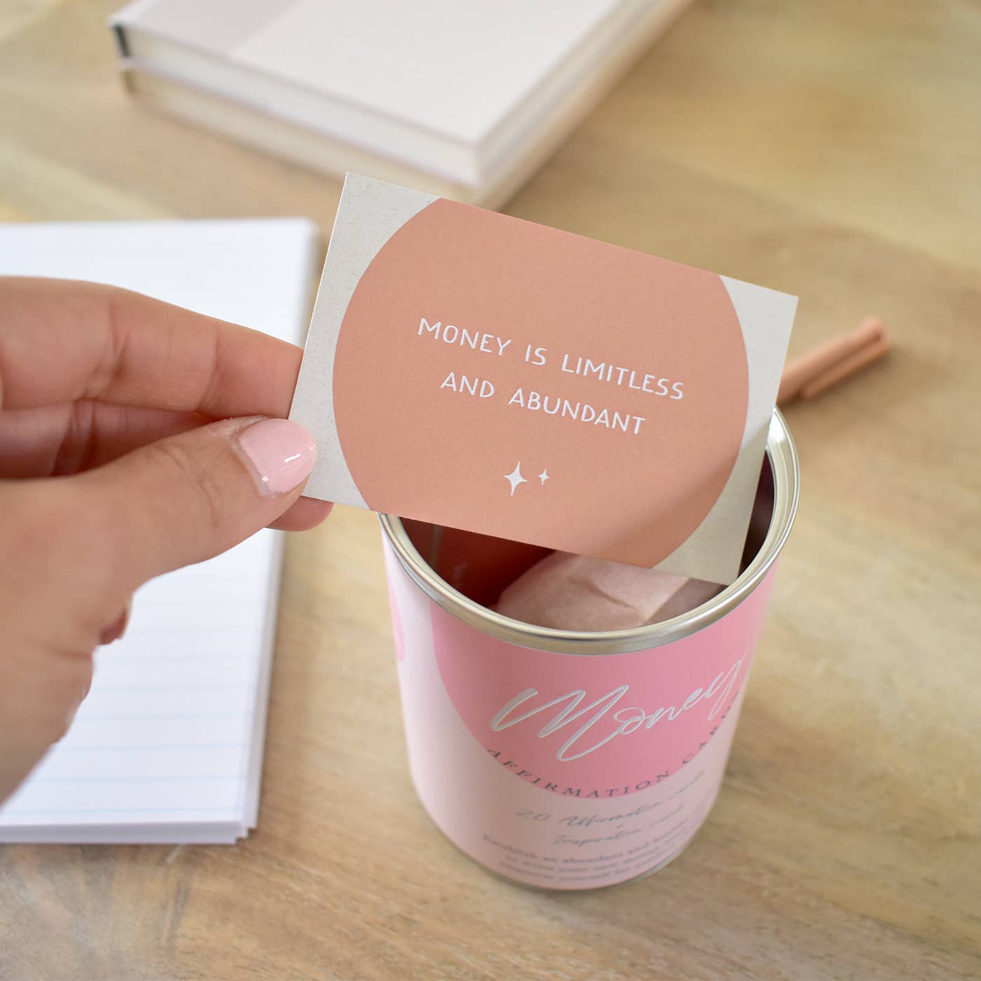 Três Paper Co - Wholesale Stationery/Notecard Set - Money Affirmation Cards Tin3