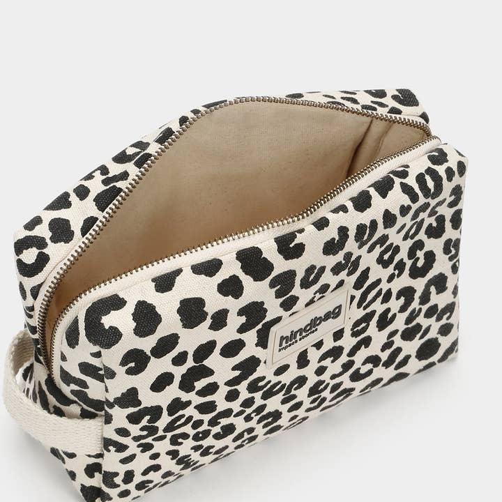 Hindbag - Wholesale Toiletry Bag - Women's - Leon Leopard Ecru Toiletry Bag