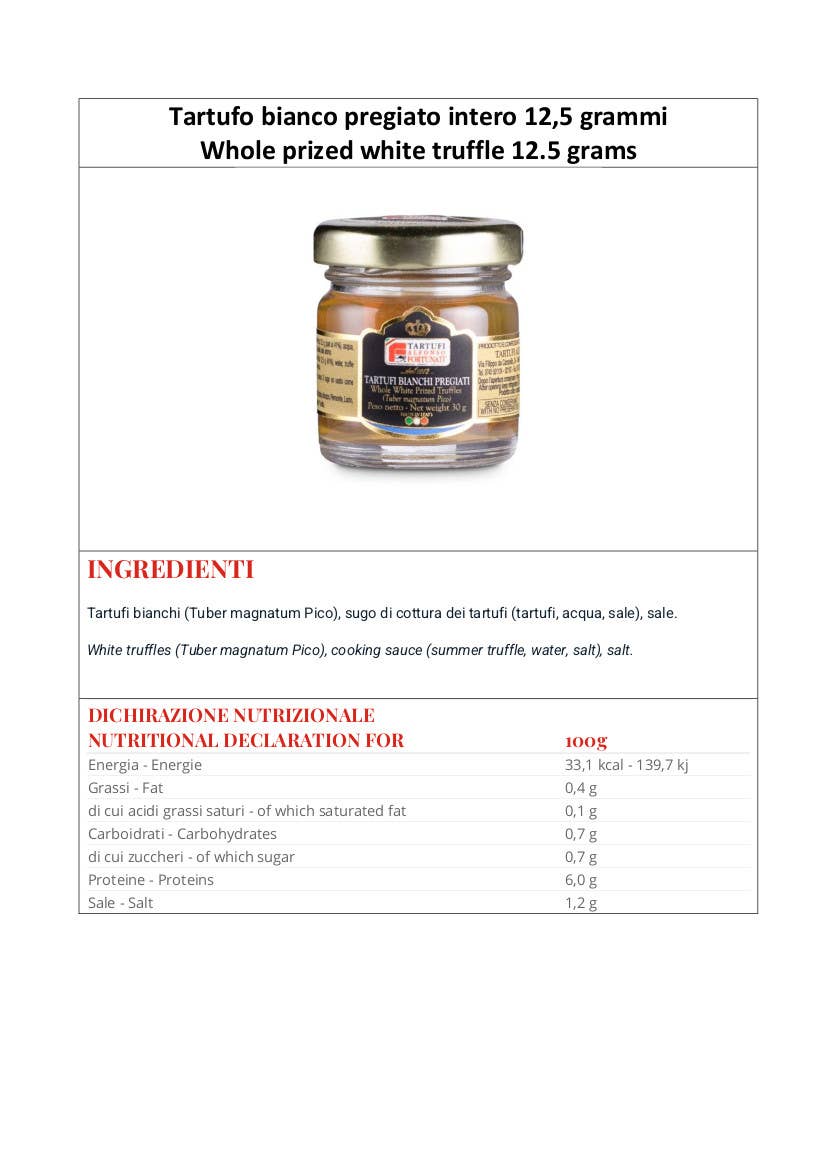 Metina SAS - Wholesale Sauce - Whole prized white truffle 12.5 grams1