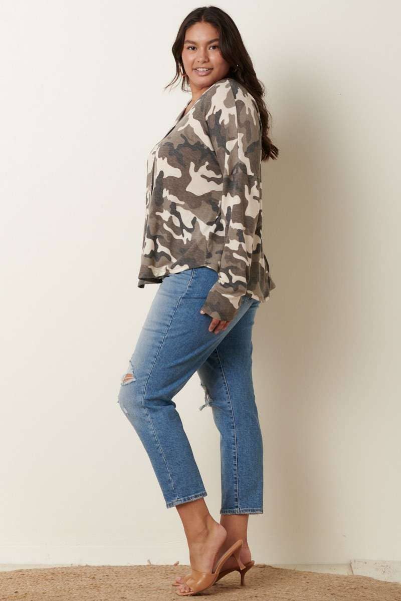 mittoshop – wholesale Stickad topp - Dam – PLUS CAMO V-RINGAD STICKAD TOPP10