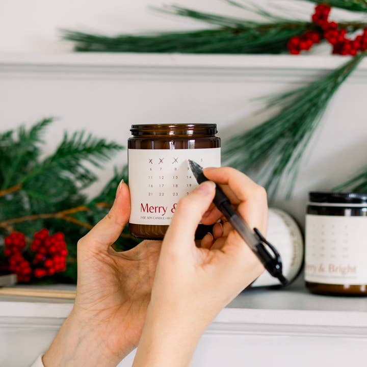 By Caley Joy - Wholesale Jar/Filled Candle - Advent Calendar Candle - 24 Days of Holiday Glow4