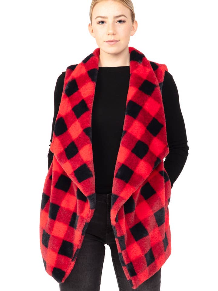 Chaleco con bolsillo a cuadros Buffalo para venta al por mayor de Hana