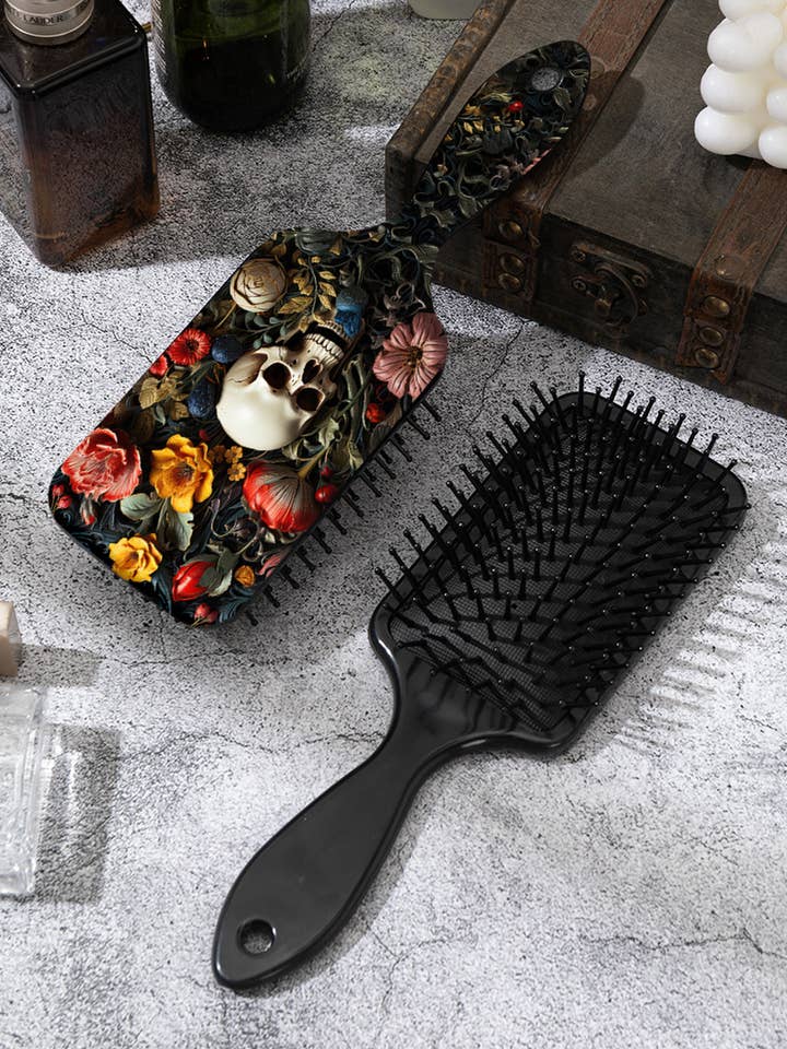Gothic Flower Skull Print Air Cushion Comb for wholesale by Aapparella