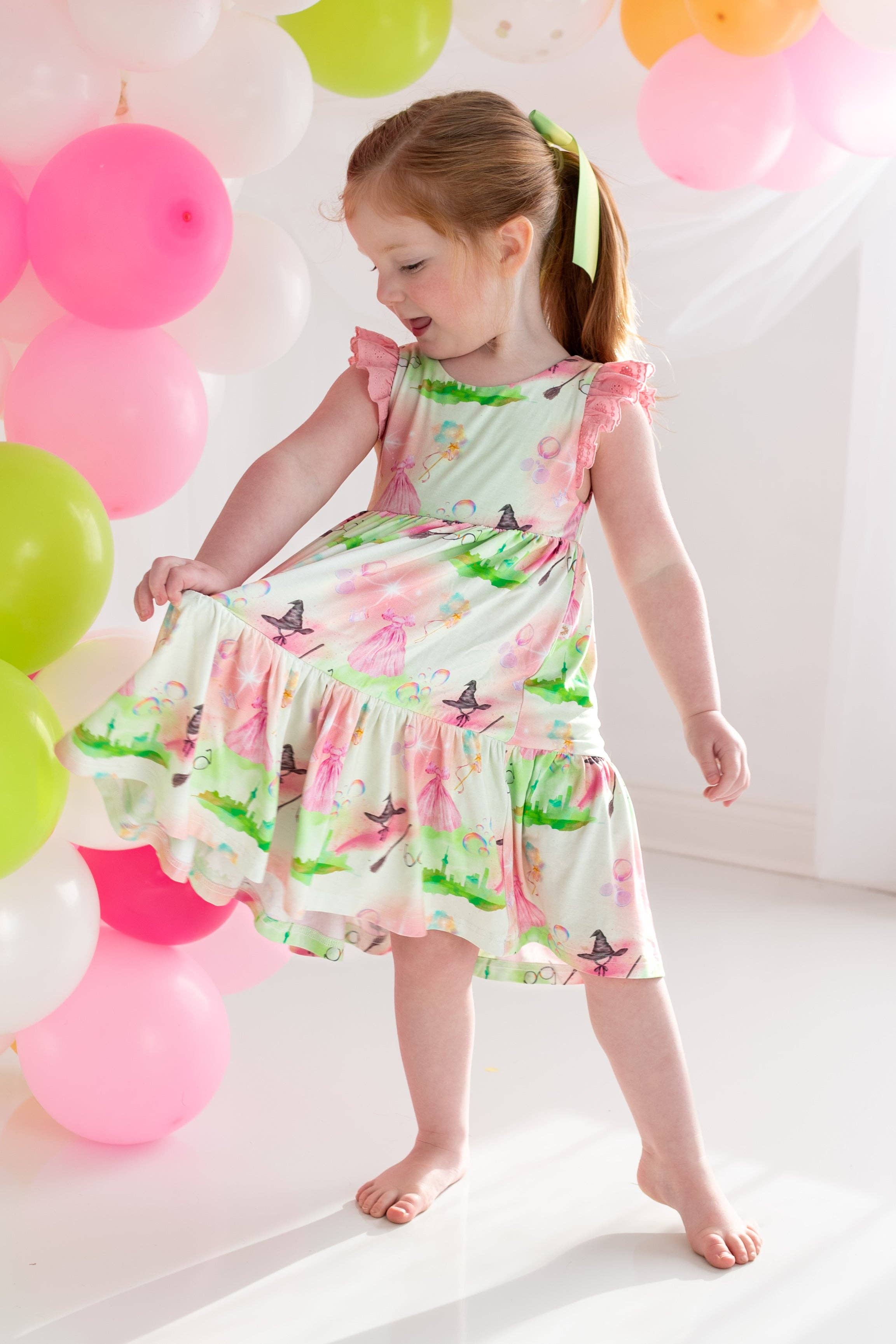 Riley & Rett – Engroshandel Kjole - Børn – Populær Flæse Blondeærme Lagdelt Snurretur2