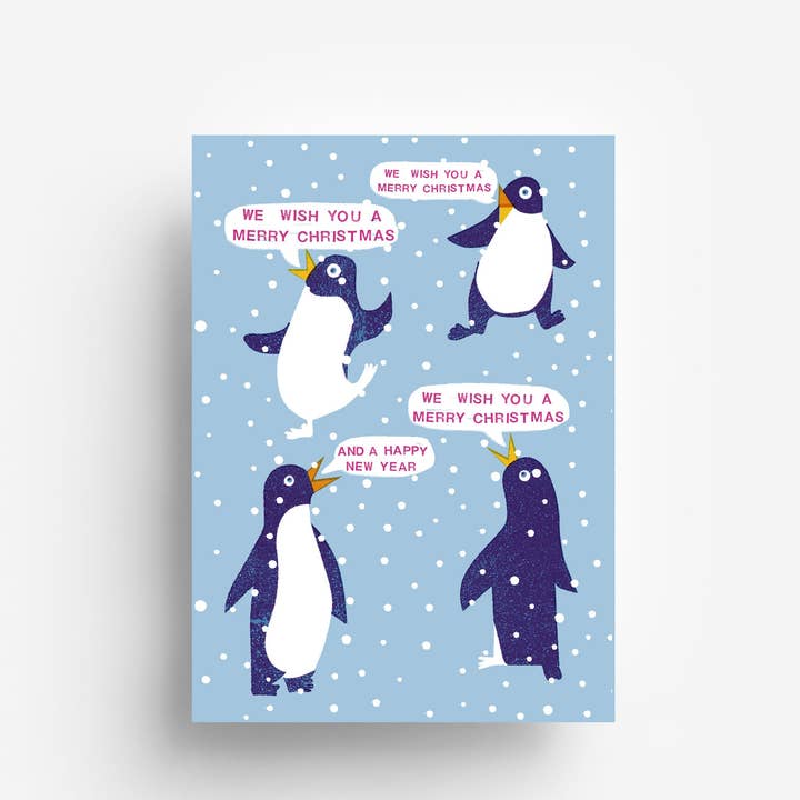 Christmas Penguins Postcard DIN A6 for wholesale by jungwiealt