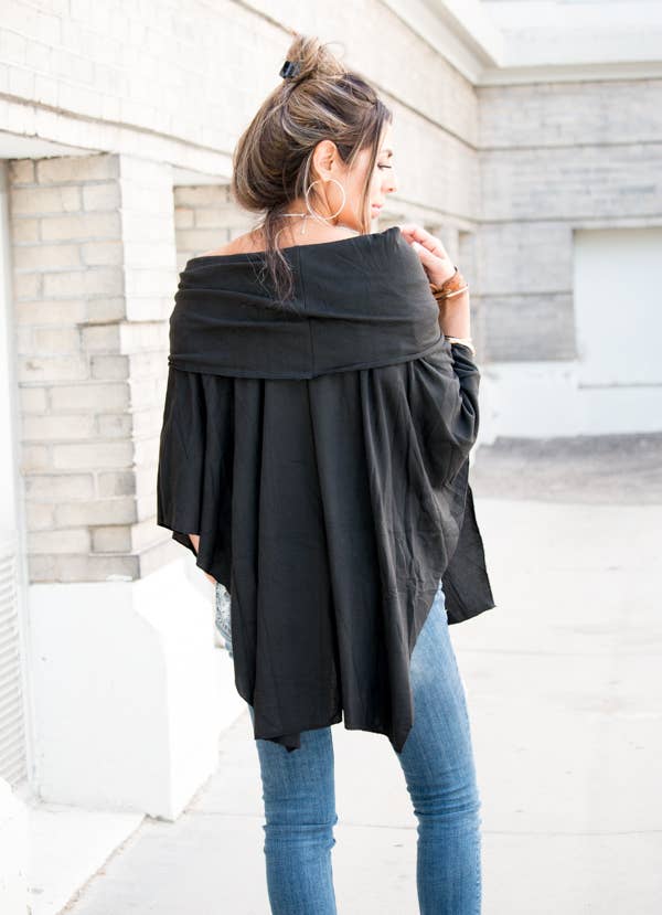 Hipster Row - Wholesale Poncho - Women's - Off-Shoulder Poncho9