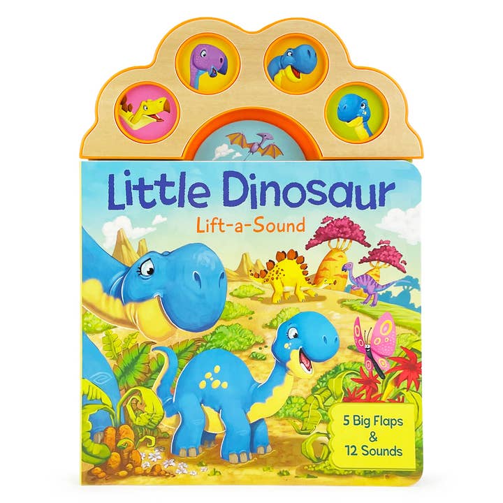 Little Dinosaur Interactive Flap and Sound Board Book for wholesale by Cottage Door Press