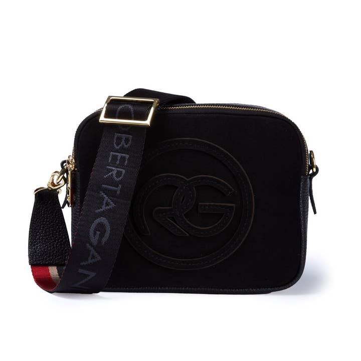 Roberta Suede – Compact camera bag in suede and hammered leather with adjustable shoulder strap for wholesale by Roberta Gandolfi