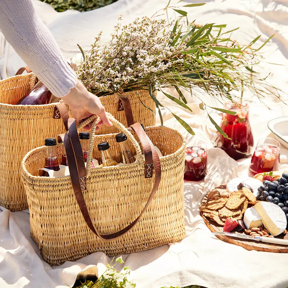 DarKech - Wholesale Beach Bag - REED BASKET WITH LEATHER Handles1