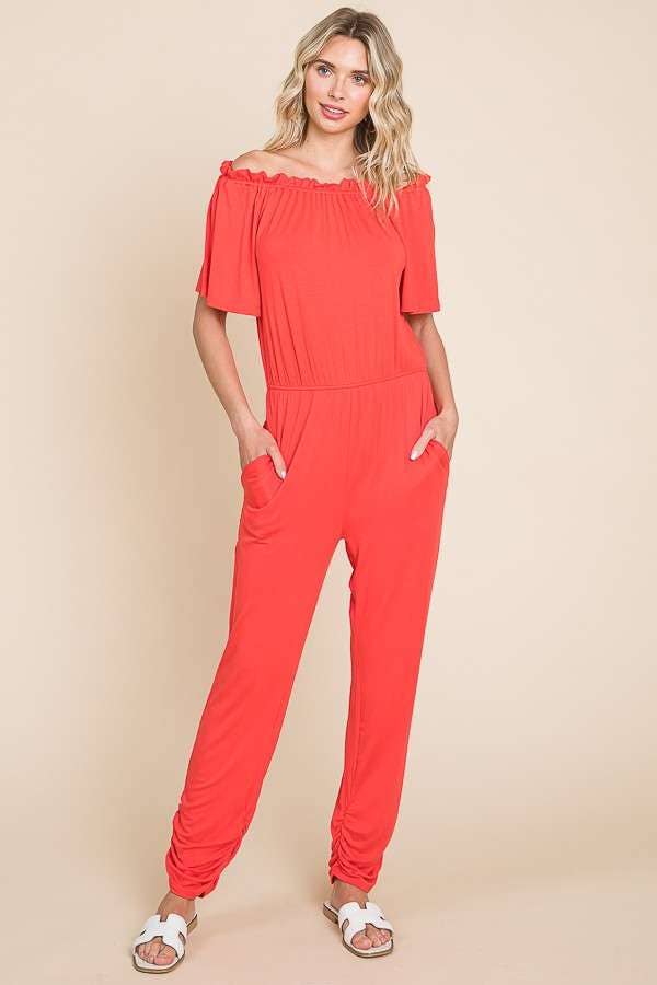 Culture Code - Wholesale Jumpsuit - Women's - CAR1489 - OFF SHOULDER PEASANT JUMPSUIT9