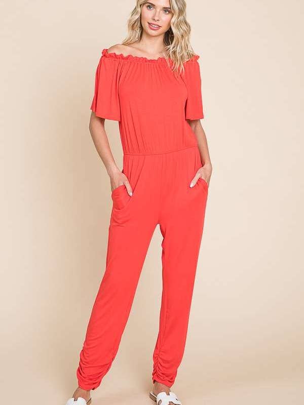 Culture Code - Wholesale Jumpsuit - Women's - CAR1489 - OFF SHOULDER PEASANT JUMPSUIT9