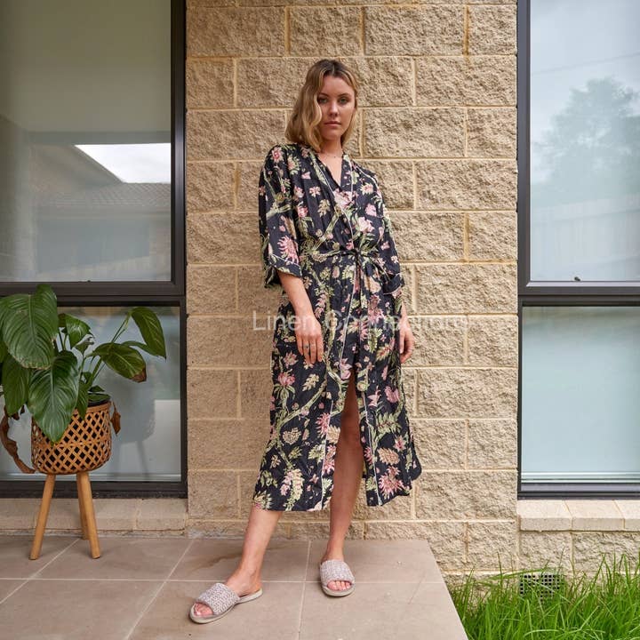 Kimono Cotton Kimono Bathrobe Frida Valentines Day GiftBird for wholesale by Linen Connections