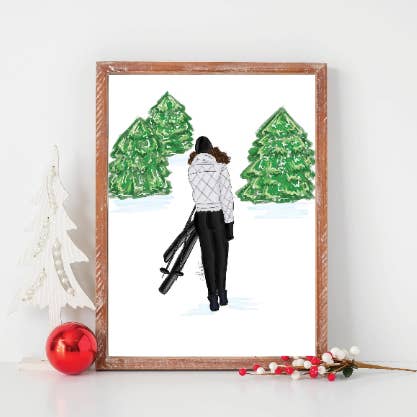 Art du pays des merveilles d'hiver, impression artistique de Noël, art du ski, vacances pour la vente par PLTStudio