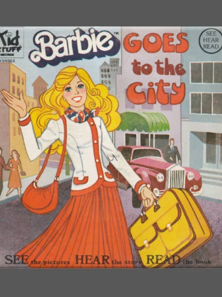 BARBIE, Magnet, Button, Fridge, READ ALONG, GOES TO THE CITY for wholesale by Ba Ba Buttons