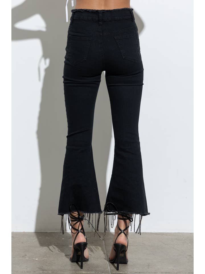Blue B - Wholesale Jeans - Women's - 1365P - RHINESTONE FRINGE DENIM PANTS1