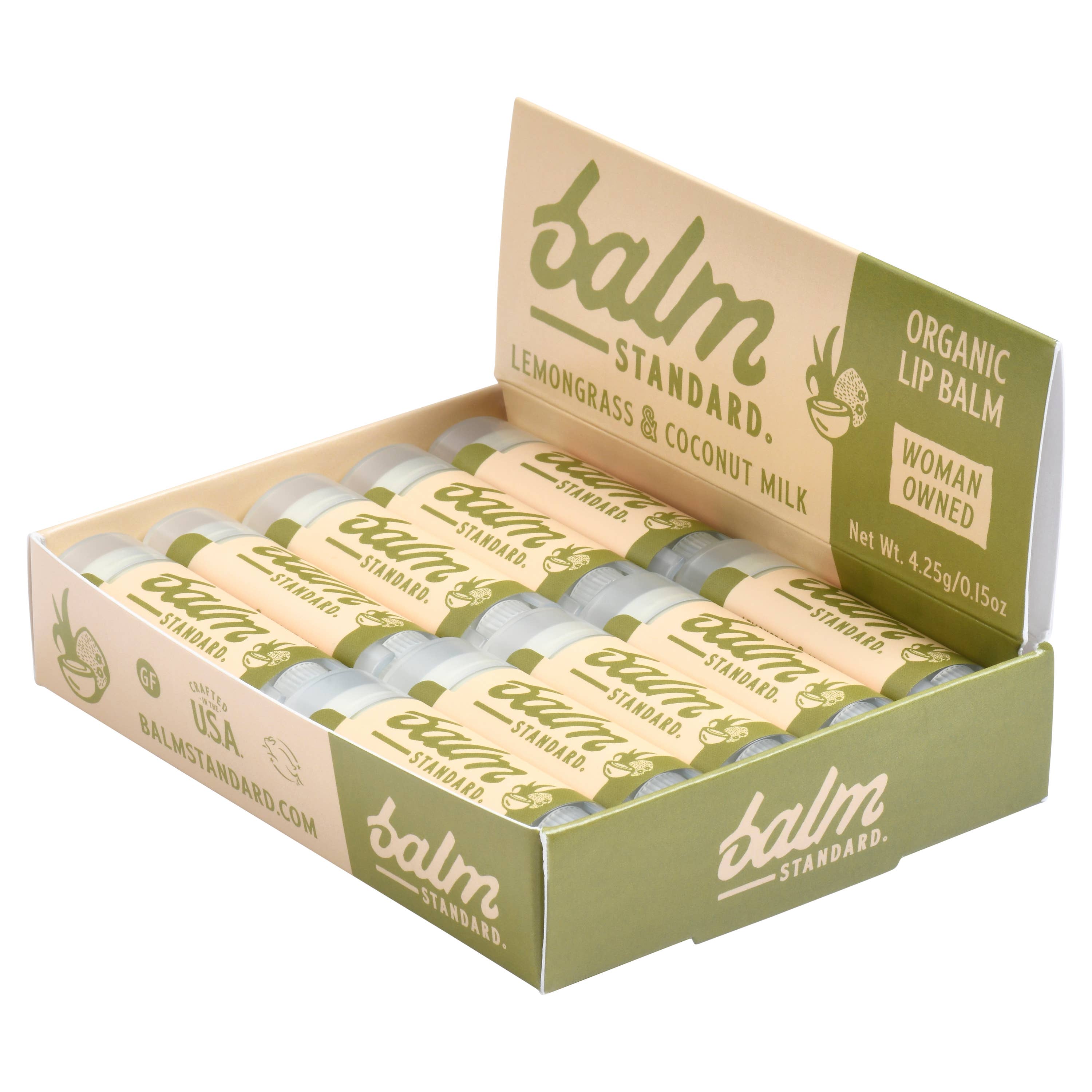 Balm Standard – wholesale Lip Balm – Lemongrass & Coconut Milk Lip Balm 20 Unit Display Box1