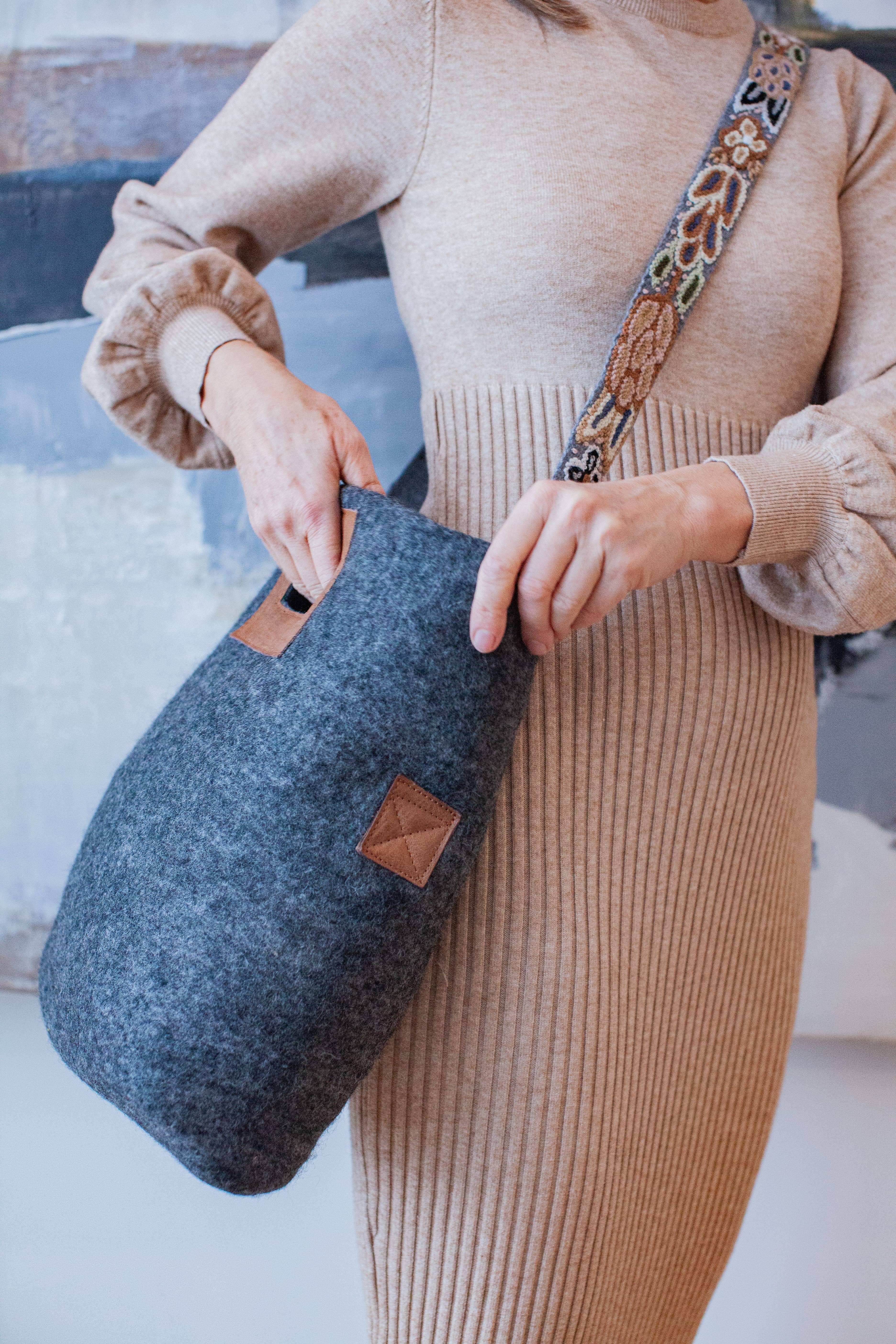 Fibres of Life - Wool & Felt - Wholesale Tote Bag - Women's - Felt & Leather Tote w/ Strap | Crossbody Bag | Wool Tote Bag16