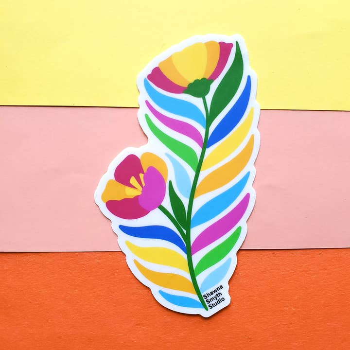 Aufkleber „Otomi Flowers“, Vinyl, mexikanisch, Happy Pretty für den Großhandel von Shawna Smyth Studio