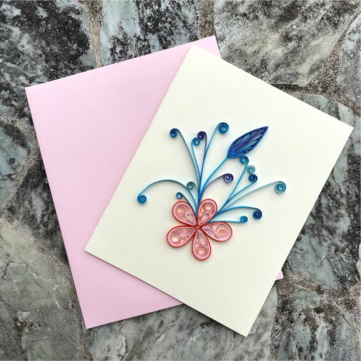 Carta floreale rosa arancione su cartoncino - Unico regalo artistico per quilling per sorprendere la persona amata (C68) per la vendita all'ingrosso da parte di MonkeyDragonPaper