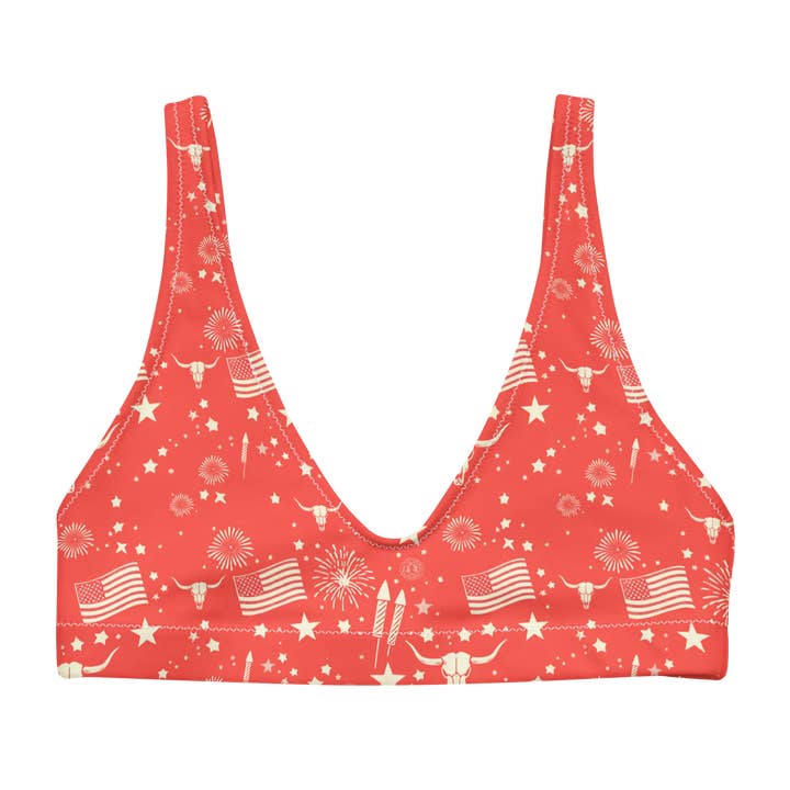 Texas Eclipse Outfitters - Vendita all'ingrosso Top bikini - Donna - Starry Steer: un top bikini a vita alta icona americana