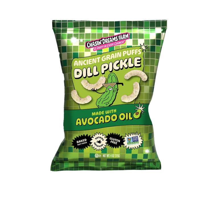 Dill Pickle - Ancient Grain Puffs 4oz for wholesale by Chasin' Dreams Farm