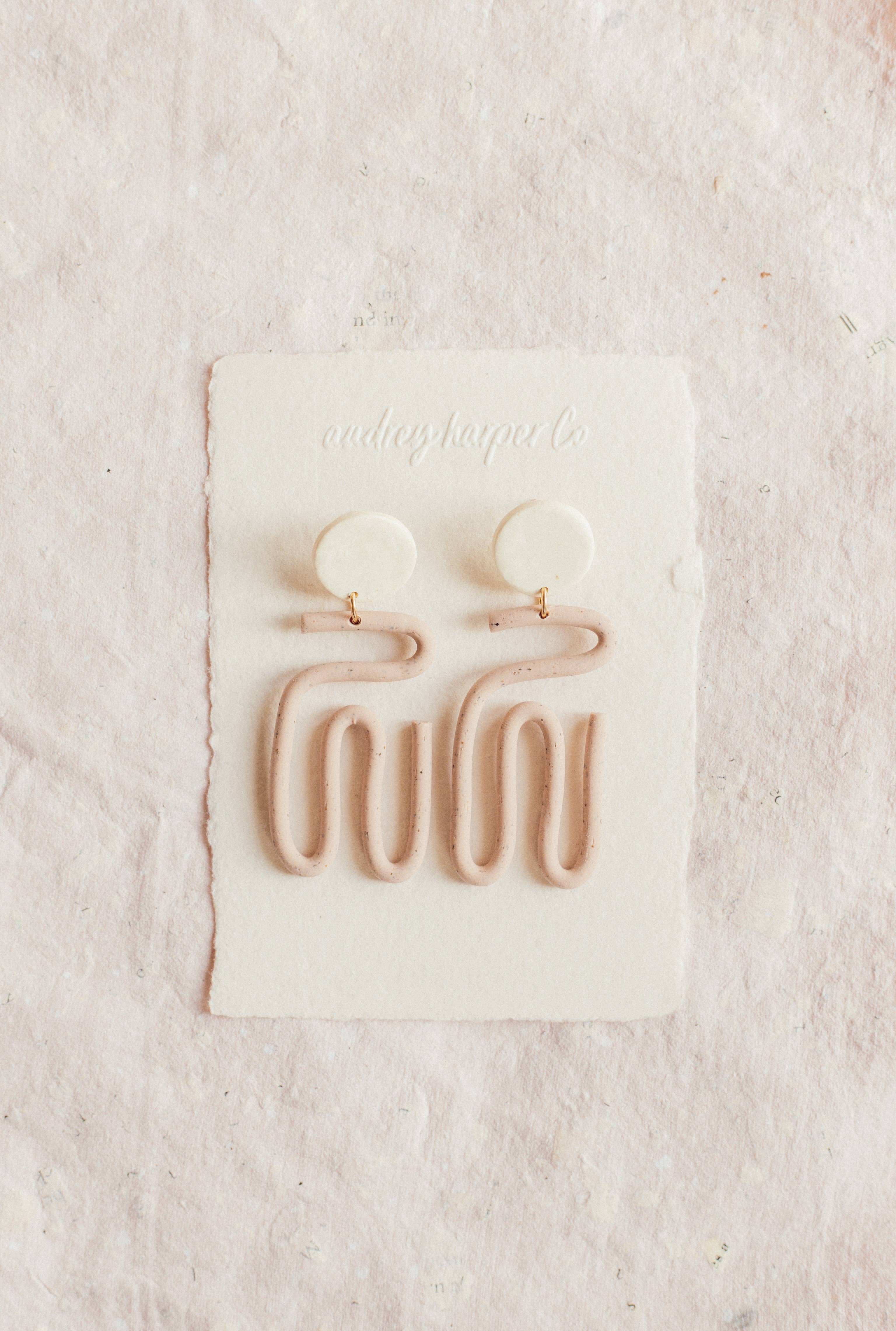 REMOVED BRAND - Wholesale Dangle Earrings - Pink abstract clay earrings1