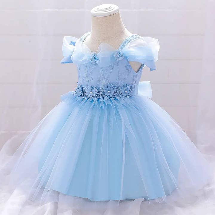 MyKids-USA® - Wholesale Dress - Baby - Newborn Baby Girl Birthday Baptism Dress One Shoulder Puff Sleeves Princess Dress2