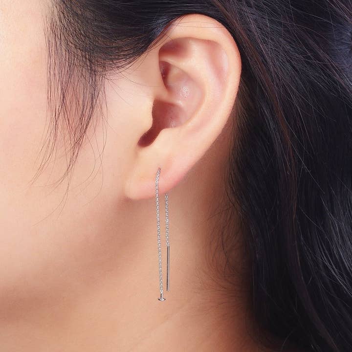 Aim Eternal - Wholesale Dangle Earrings - Gold Filled Cable Rolo Chain Long Threader Earrings in Gold & Silver K-201 K-2045