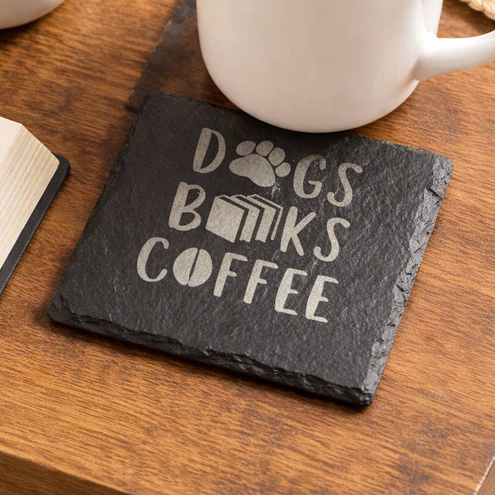 Dog Books Coffee Sandstone Coaster for wholesale by Quintessence