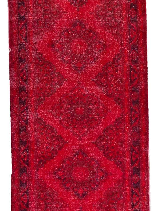 Moderner handgefertigter Konya Sille Runner-Teppich, 4,6 x 12,7 Fuß, Rot für den Großhandel von Rug Specialist LLC.