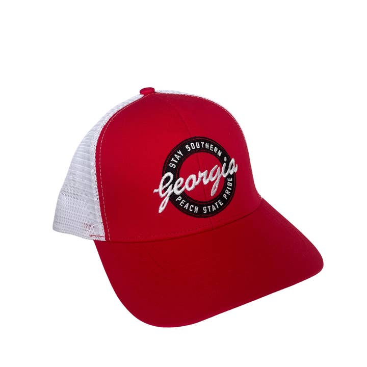 Youth Retro Georgia Mesh Back Trucker Hat for wholesale by Peach State Pride