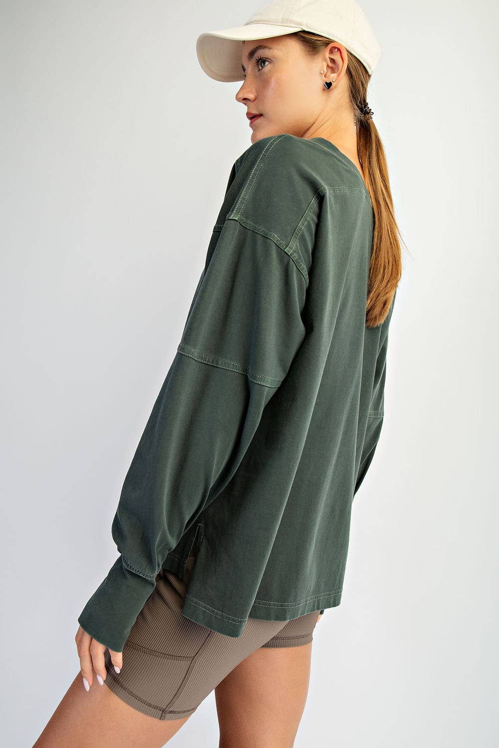 Rae Mode - Wholesale Lounge Top - Women's - PIGMENT WASHED COTTON V-NECK TOP10