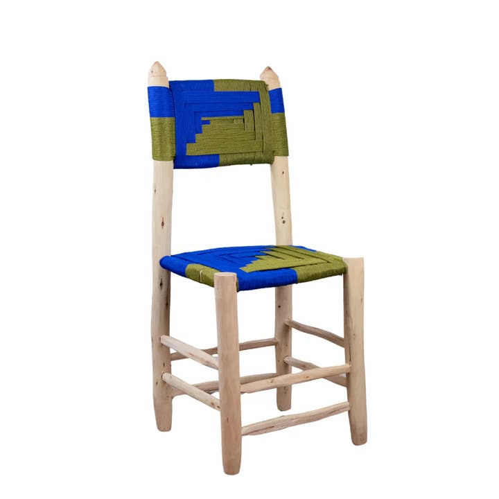 King Of Handmade – wholesale Stol – Marockansk handgjord trästol - flätad repvävd sits