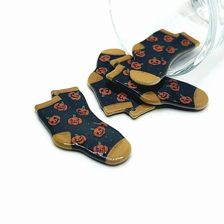 Halloween Socks Pendant, Fall Socks, 40x27mm for wholesale by Guerrilla Charm