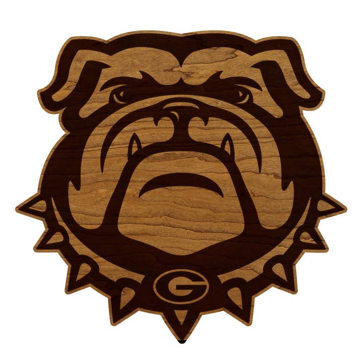 University of Georgia Bulldog Cutout Wall Hanging - Crafted from Cherry or Maple Wood - Georgia Bulldogs for wholesale by LazerEdge