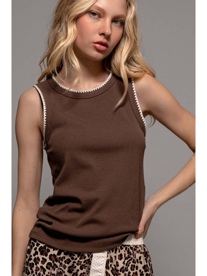 Urban Daizy - Wholesale Tank Top - Women's - Contrast Trim Ribbed Minimalist Statement Tank Top41