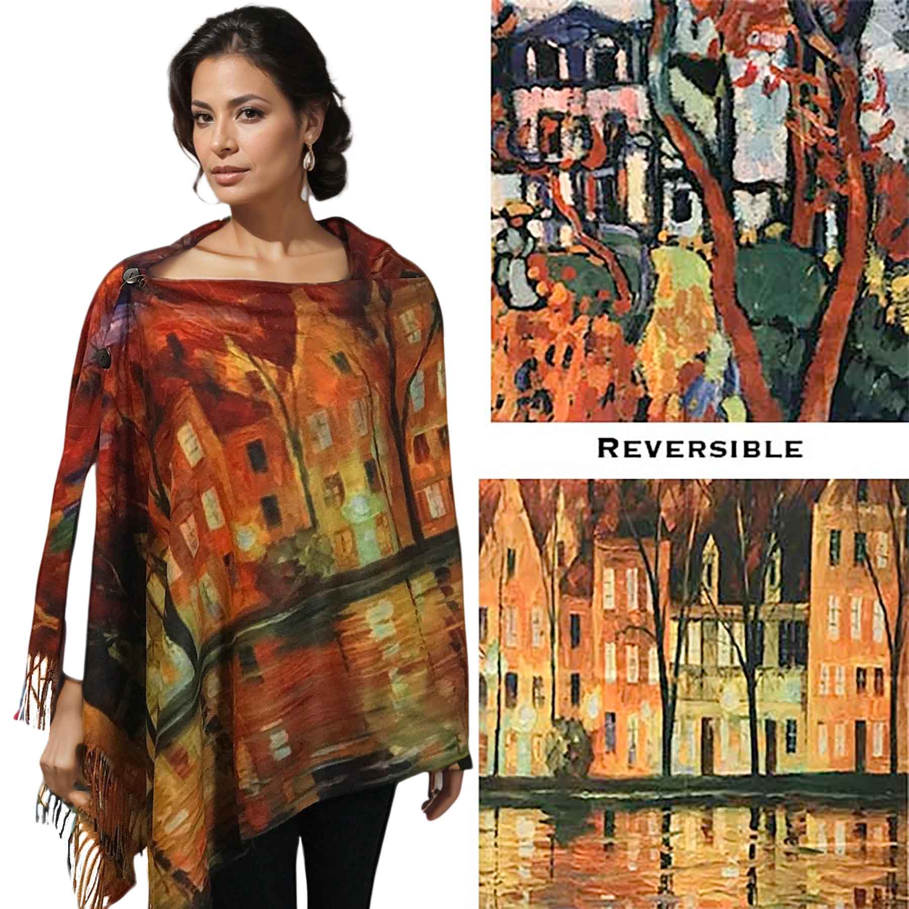 The Magic Scarf Company - Wholesale Wrap - Women's - 3180 - Sueded Art Design Button Shawls 17