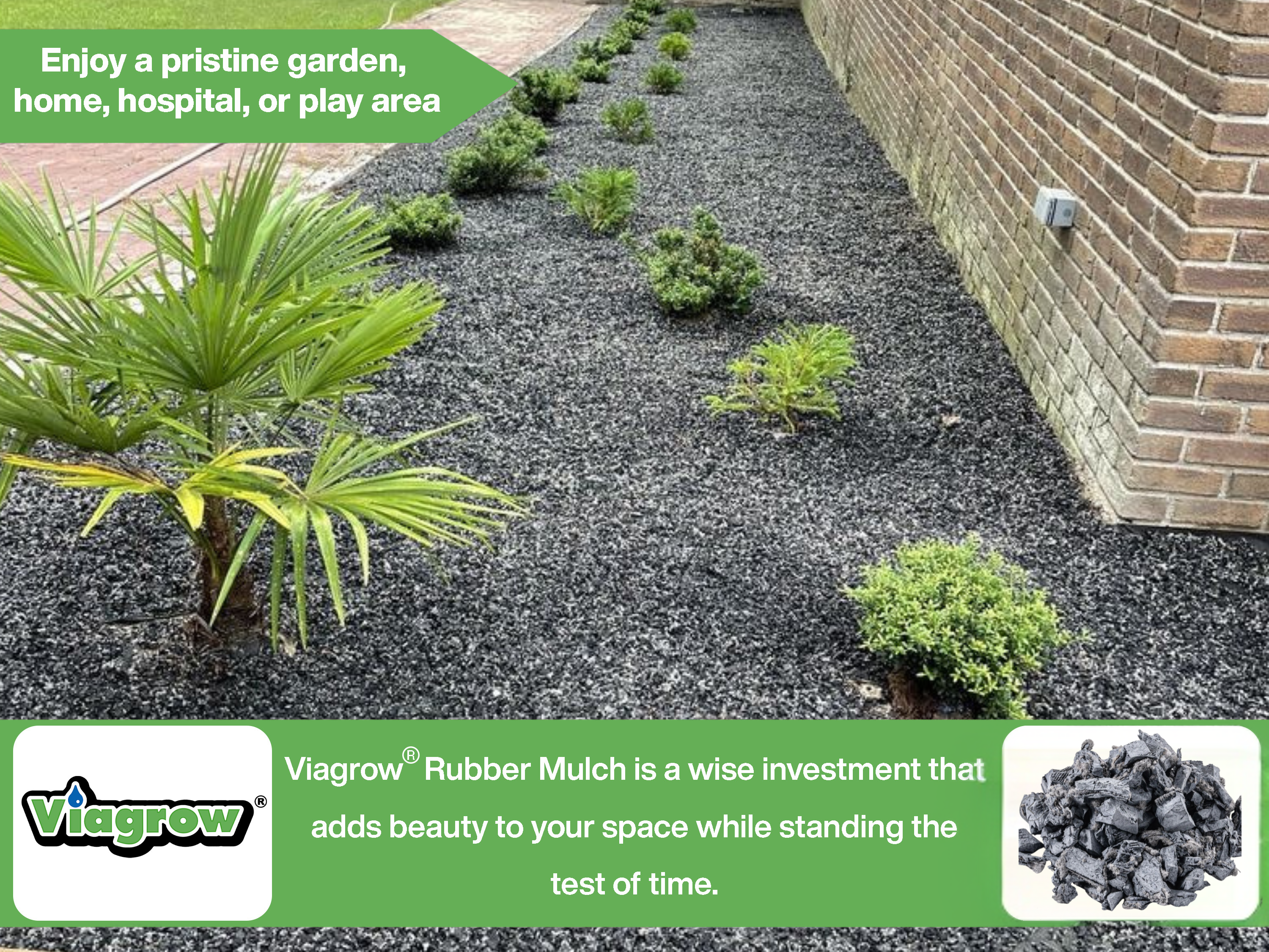 Viagrow - Wholesale Outdoor Ornament/Decor - Silver Rubber Playground & Landscape mulch by Viagrow, 1.5 CF Bag ( 11.2 Gallons / 42.3 Liters)1