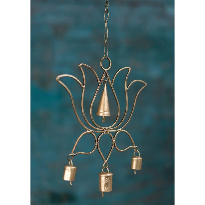Namaste - Wholesale Wind Chime - Lotus Flower Windchime With Bells