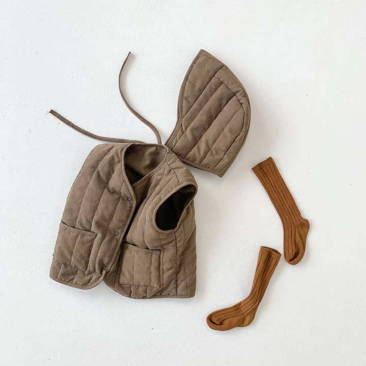 MyKids-USA® - Vendita all'ingrosso Completino - Neonati - Gilet senza maniche in tinta unita con cappello per neonati autunnali e invernali di nuovo arrivo