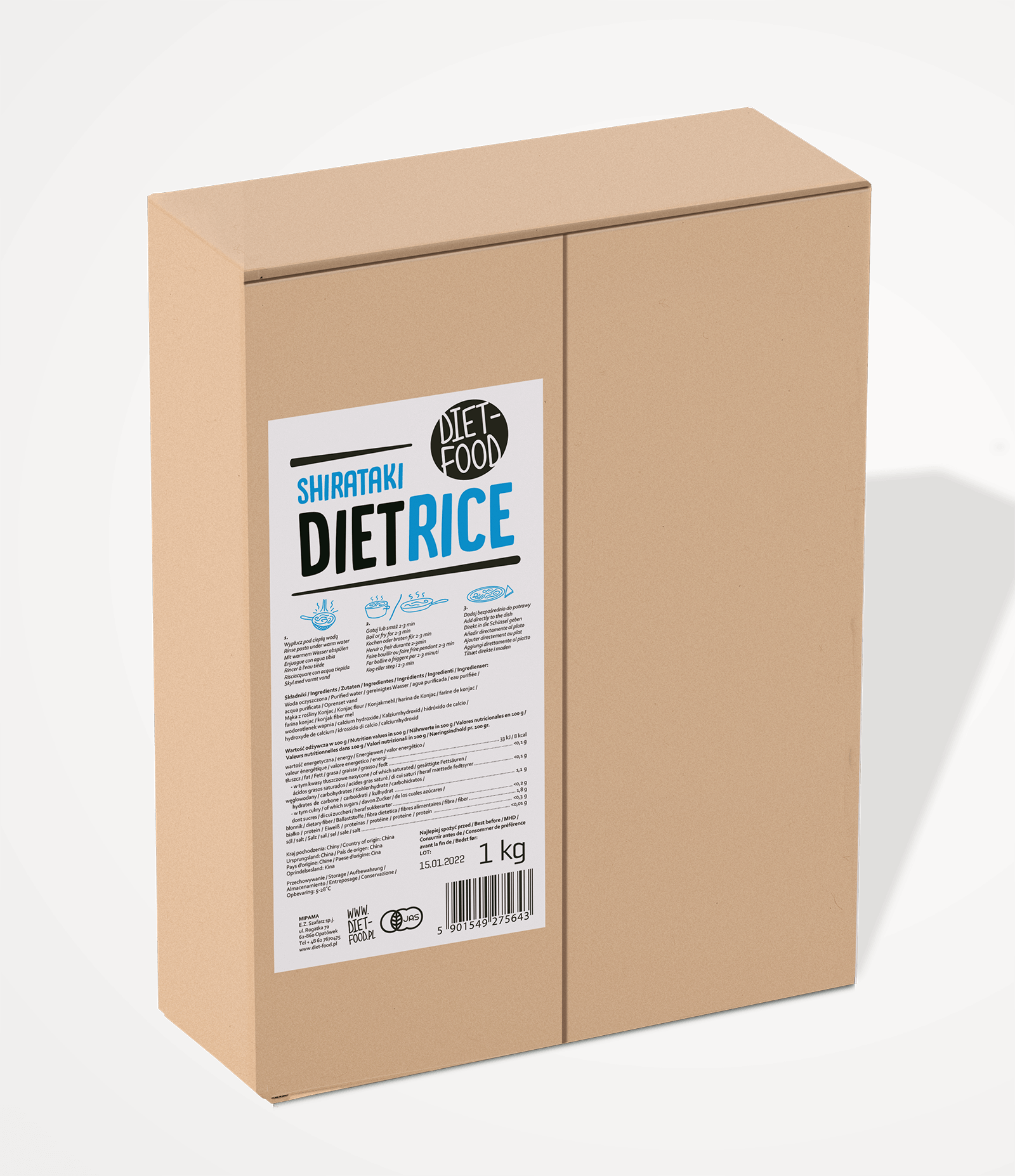 Diet Food - Wholesale Pasta - Shirataki Konjac Rice Pasta 1 kg0