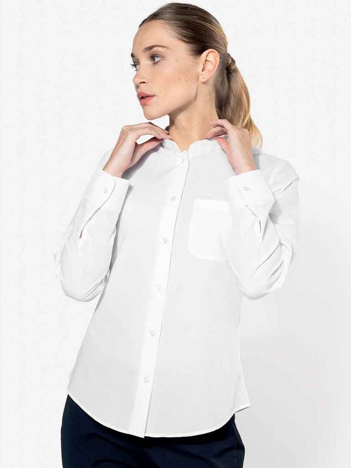 Pierre Francis – wholesale Buttoned-down shirt – Women's – Kariban - Ladies Long Sleeve Mandarin Collar Shirt