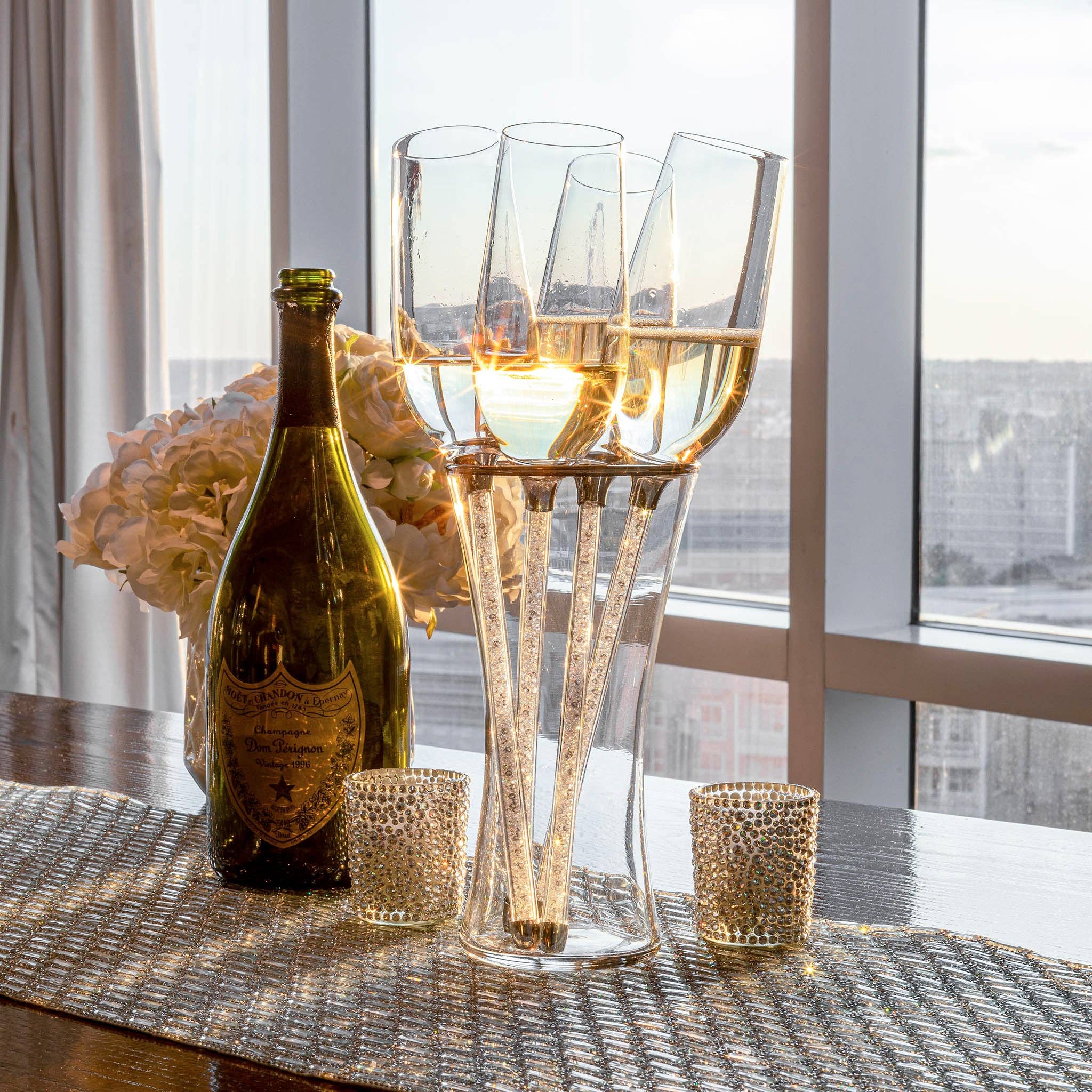 Sparkles Home - Wholesale Champagne Flute - Vetrina Crystal 5-Piece Toasting Set1