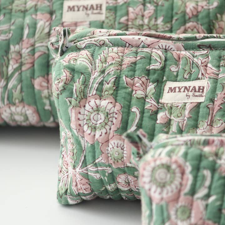 Green blush floral travel/make up/organizer/ bag-Set of 3 for wholesale by MYNAHbySmitha