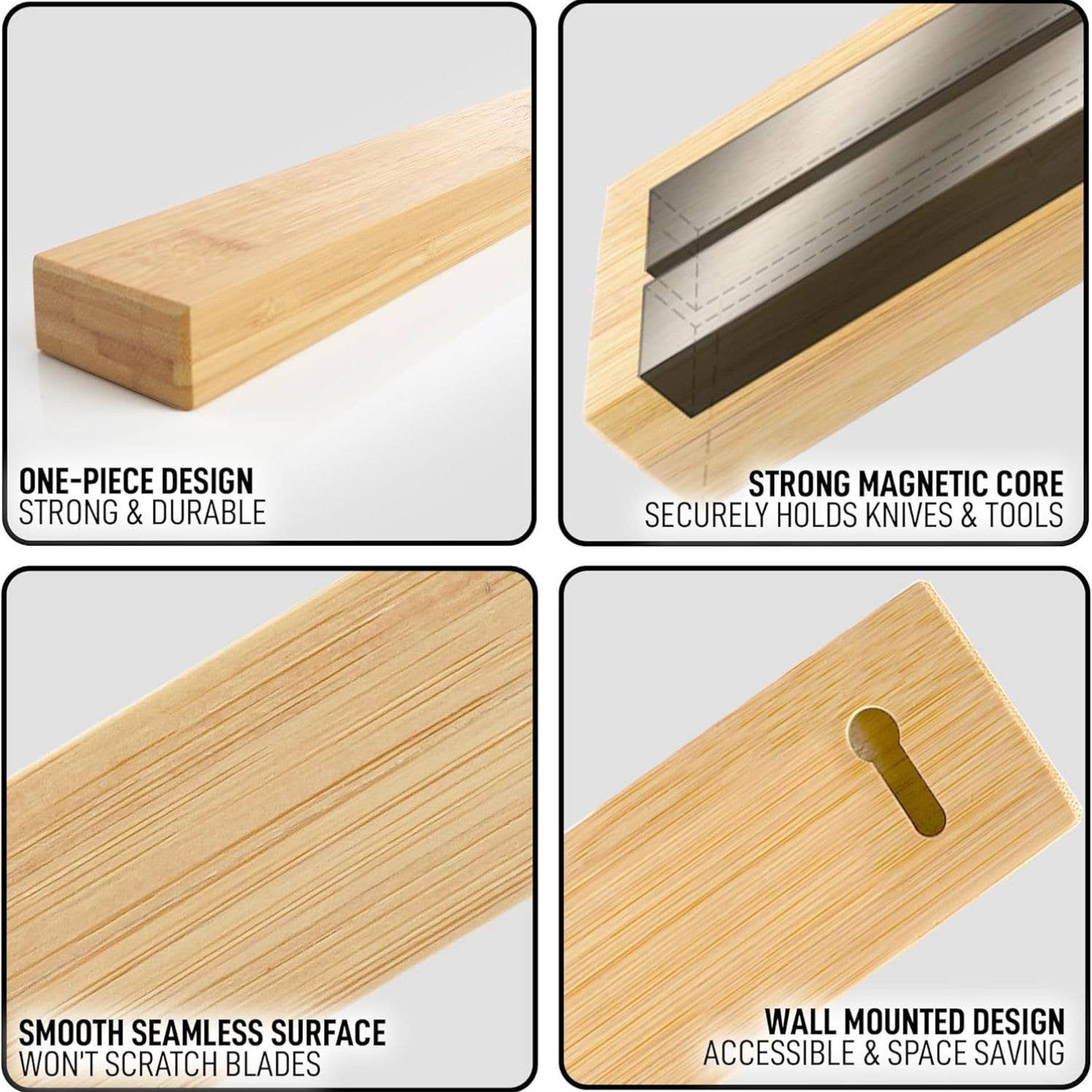 Zulay Kitchen - Vendita all'ingrosso Portacoltelli - Porta coltelli magnetico in legno con forte tenuta magnetica15